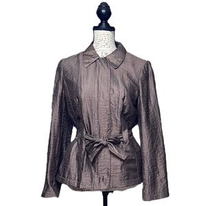 J. Jill Blazer Size 6 Bronze Long Sleeve Full Snap Button & Zip Front Closure